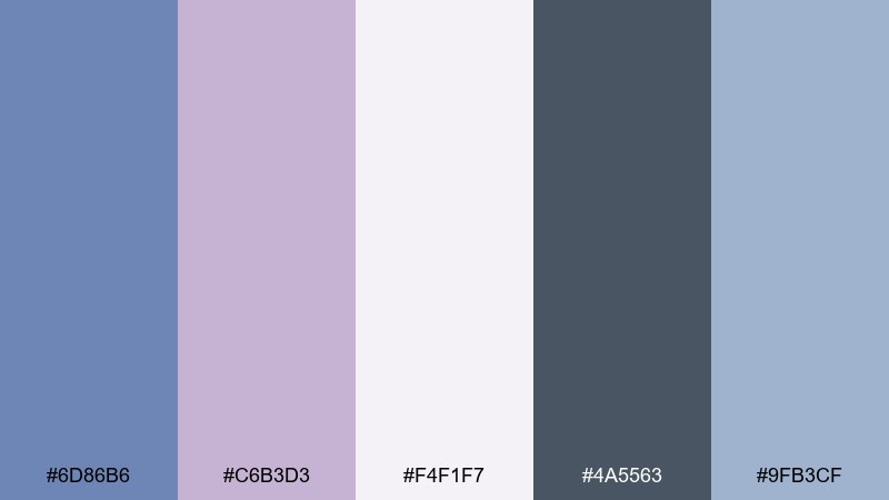 lavender shore glaucous color palette with hex codes