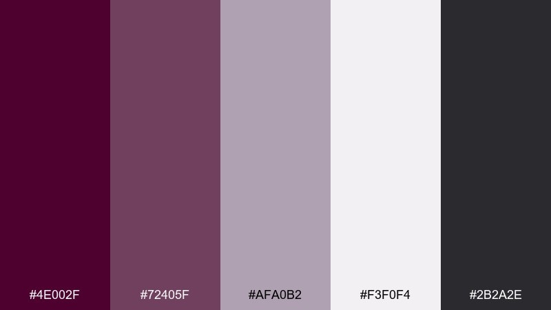 lavender smoke tyrian purple color palette with hex codes