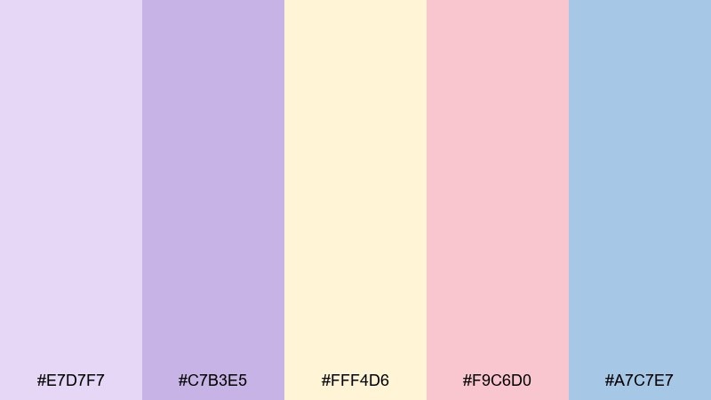 lavender sprinkles baby shower color palette with hex codes