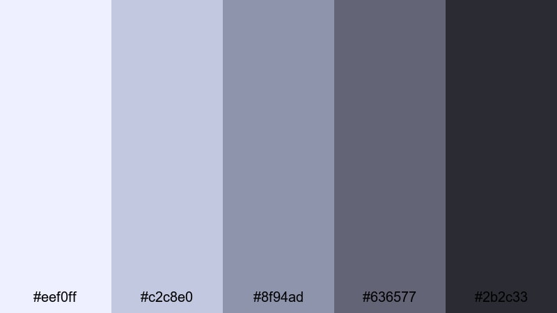 lavender steel calm color palette with hex codes