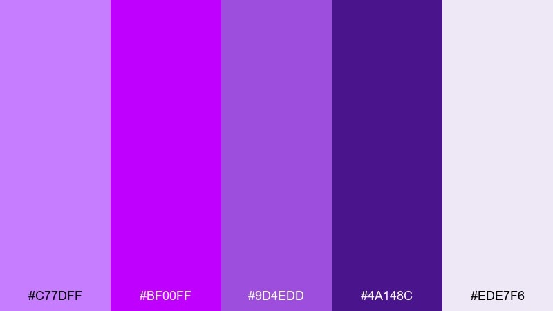 lavender storm electric purple color palette with hex codes