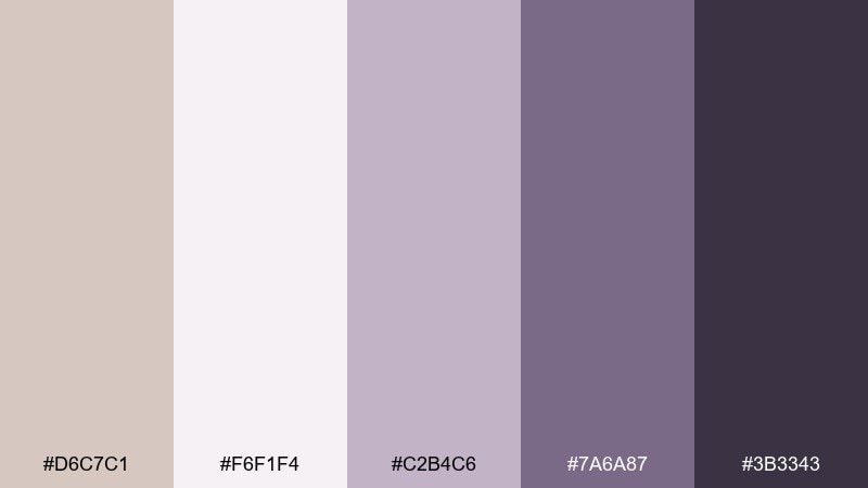 lavender taupe color palette with hex codes