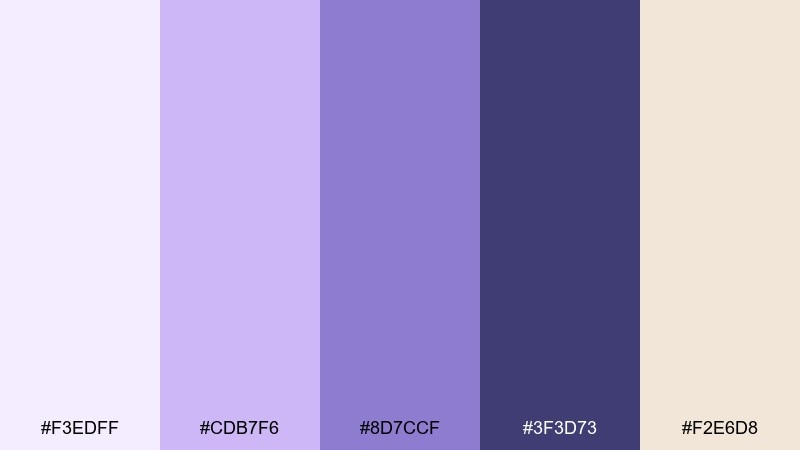 lavender tide beach color palette with hex codes
