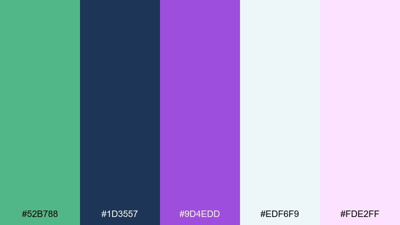 lavender tide green blue purple color palette with hex codes