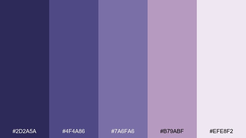 lavender twilight blue mauve color palette with hex codes