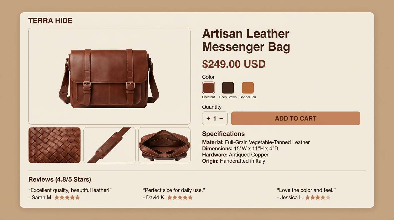 leather ecommerce ui