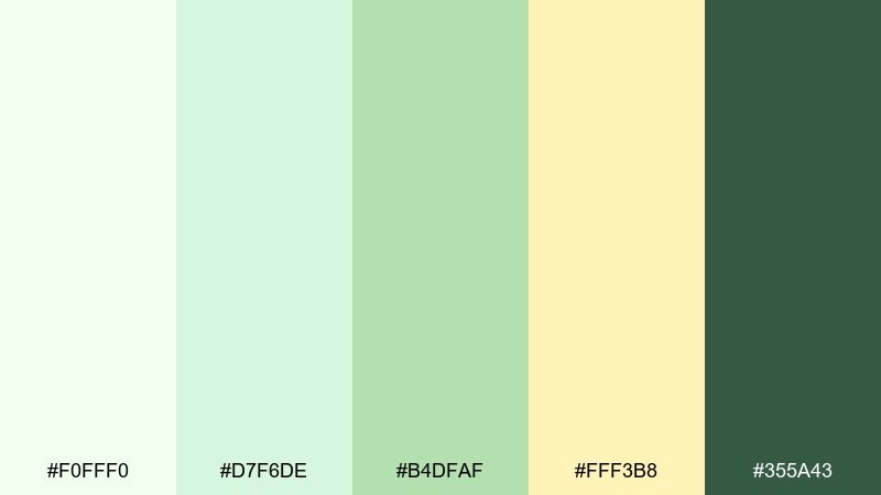 lemon basil note honeydew color palette with hex codes