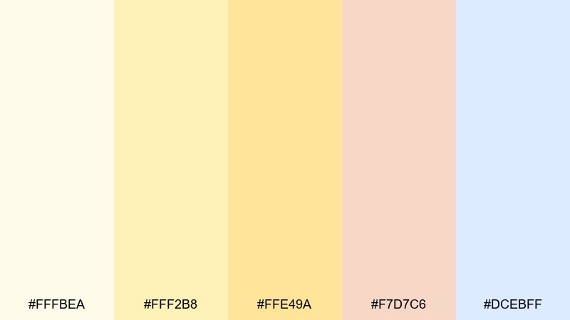 lemon chiffon light color palette with hex codes