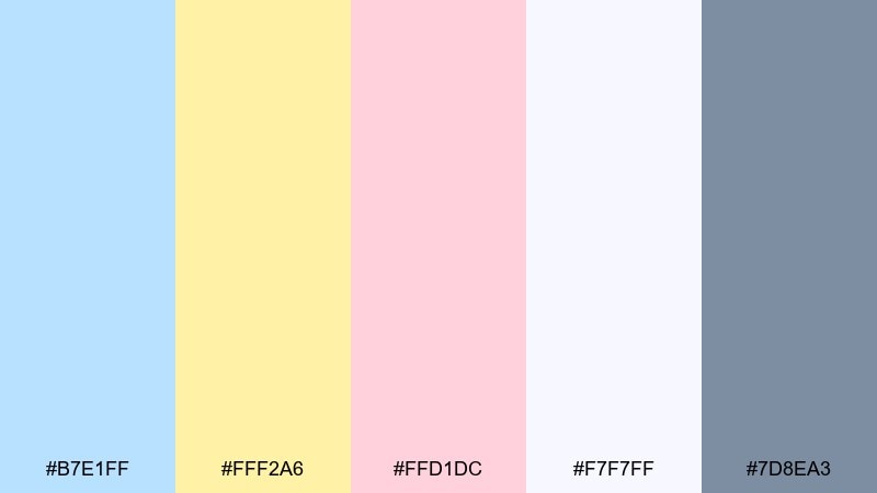 lemon cloud nursery pastel blue yellow color palette with hex codes