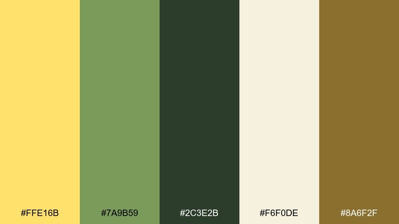 lemon sage yellow and dark green combination with hex codes