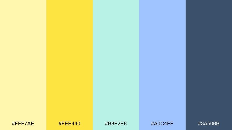 lemon sorbet color palette with hex codes