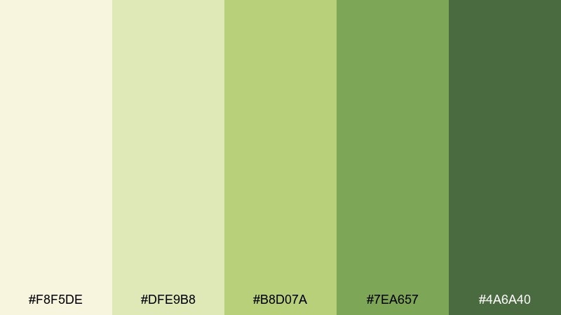 lemon verbena notes tea green color palette with hex codes