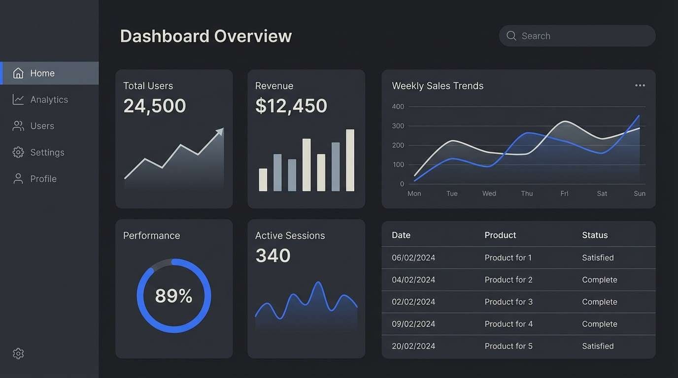 dark dashboard ui mock