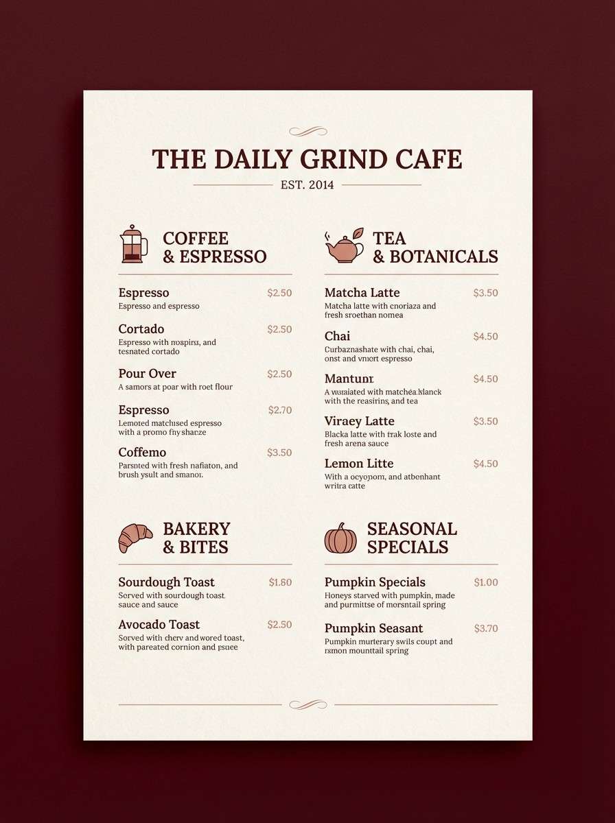 mahogany menu design