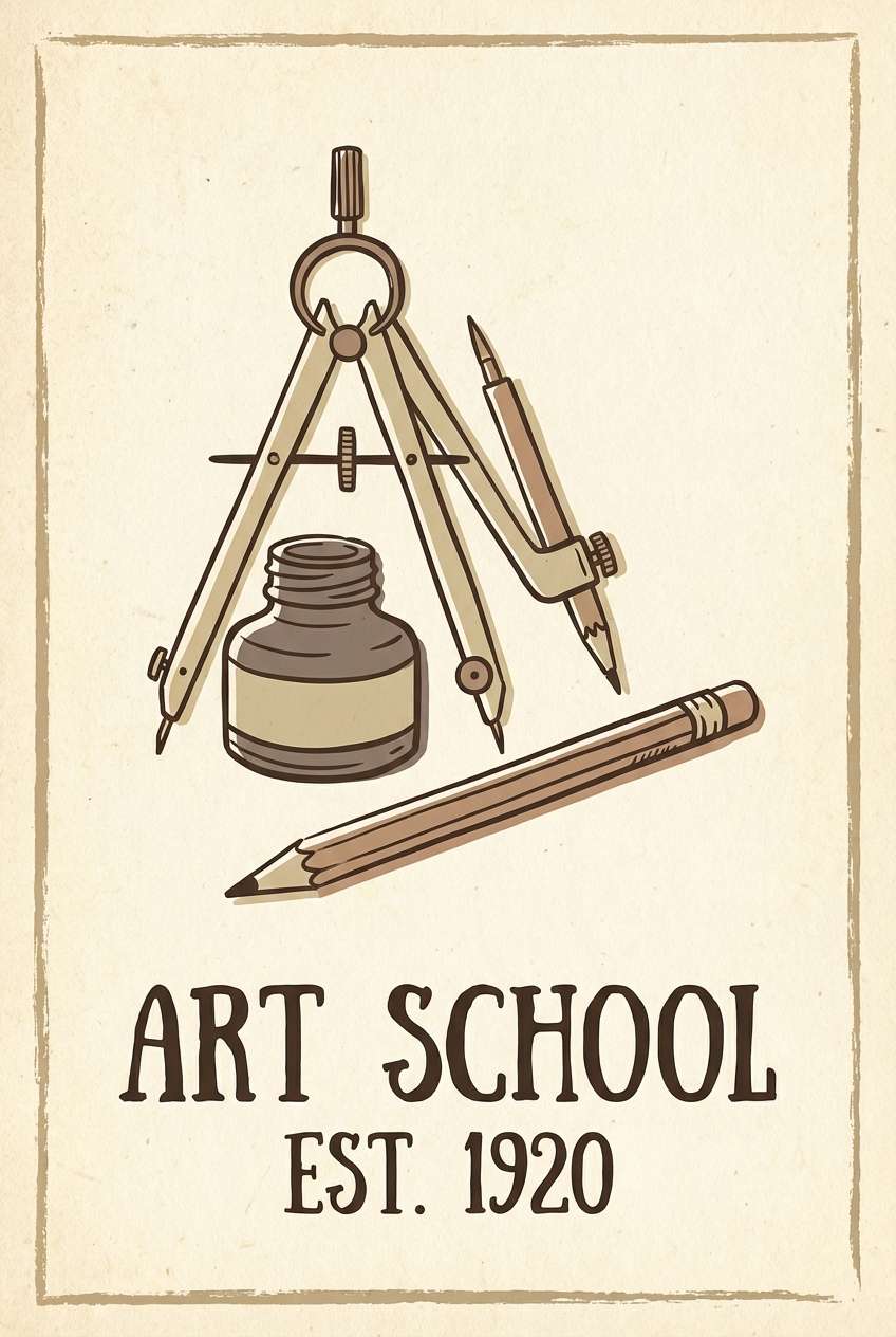 sepia illustration poster