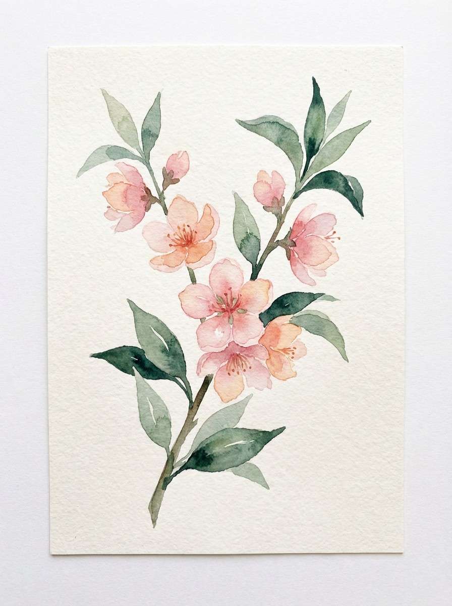 watercolor peach blossoms