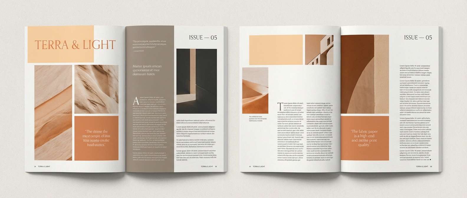 warm editorial spread layout