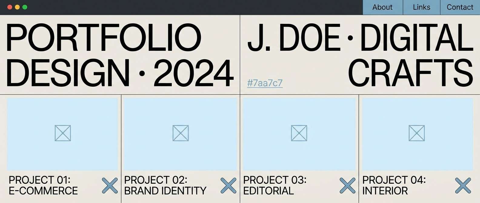 light blue minimal portfolio website ui