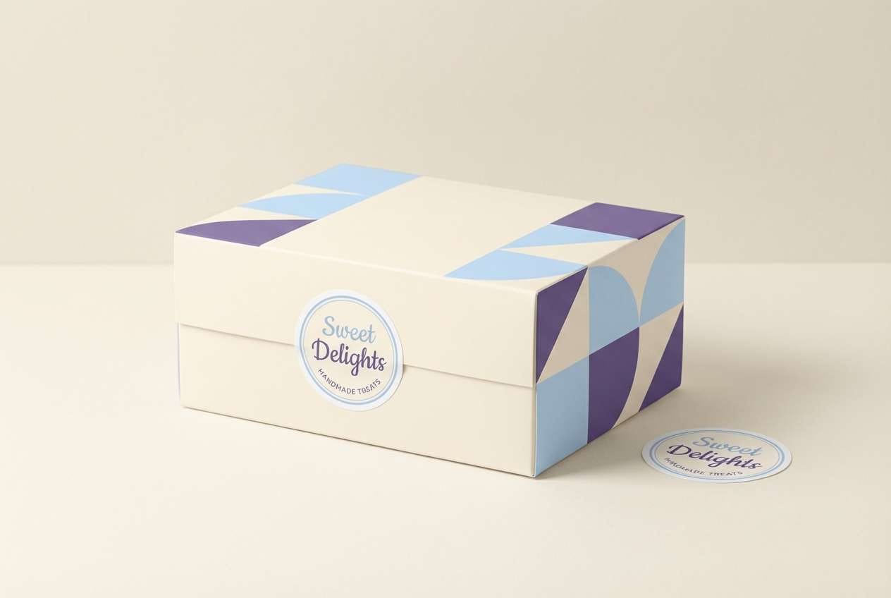 dessert packaging studio shot in light blue color combination