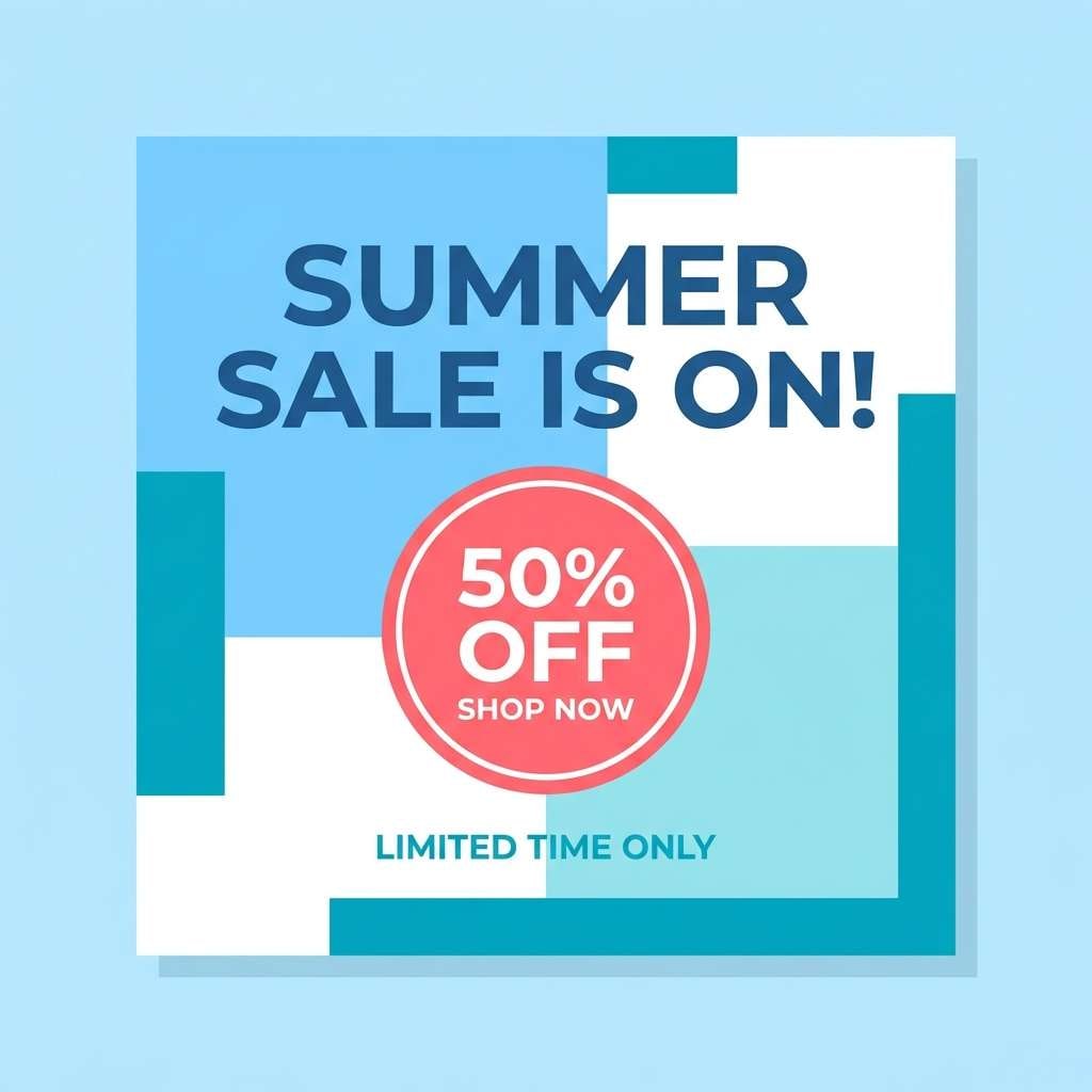 light blue square promo banner design