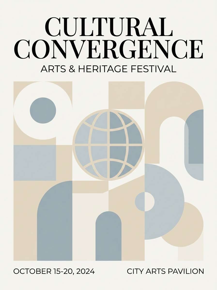 minimal museum event poster in light color tone