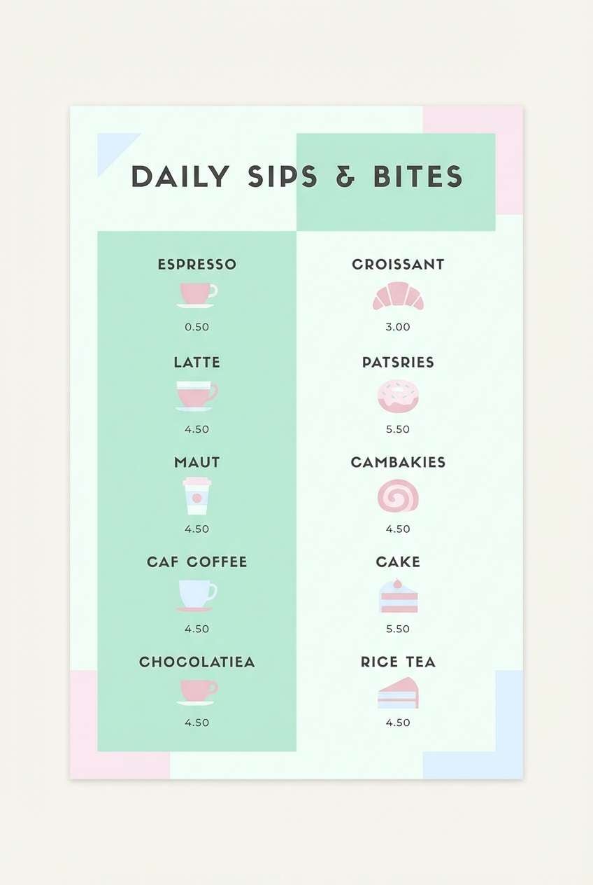 pastel cafe menu poster
