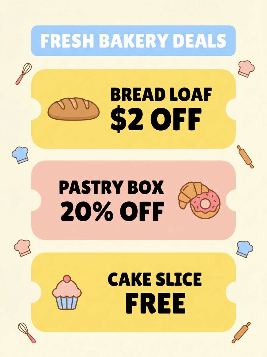 bakery coupon flyer using light color combinations