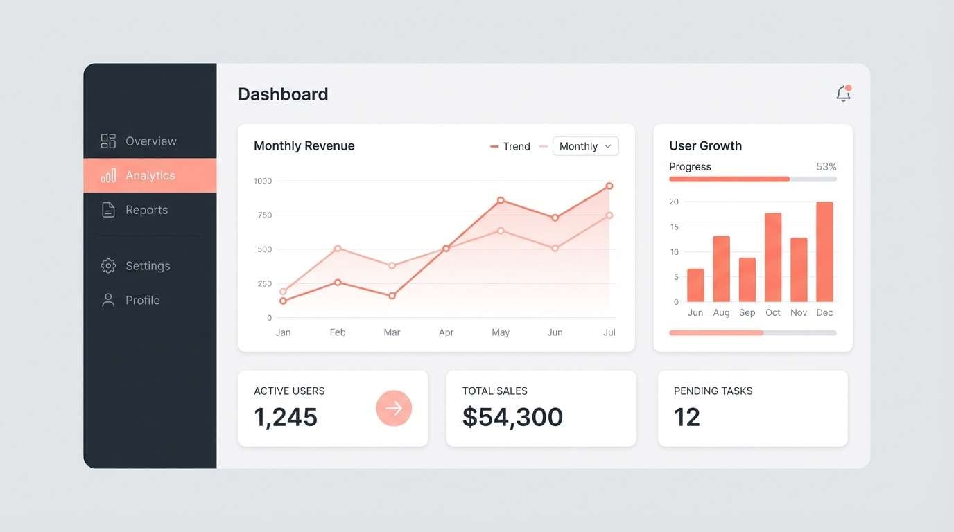 coral on charcoal dashboard