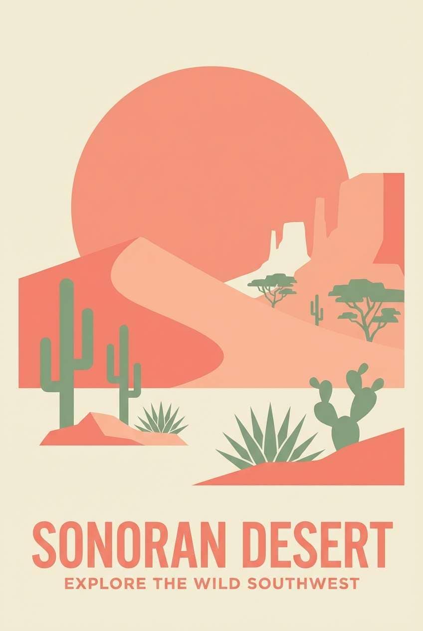 desert coral travel poster