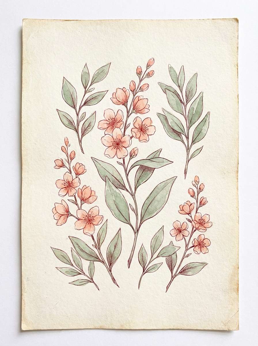 sage and coral watercolor