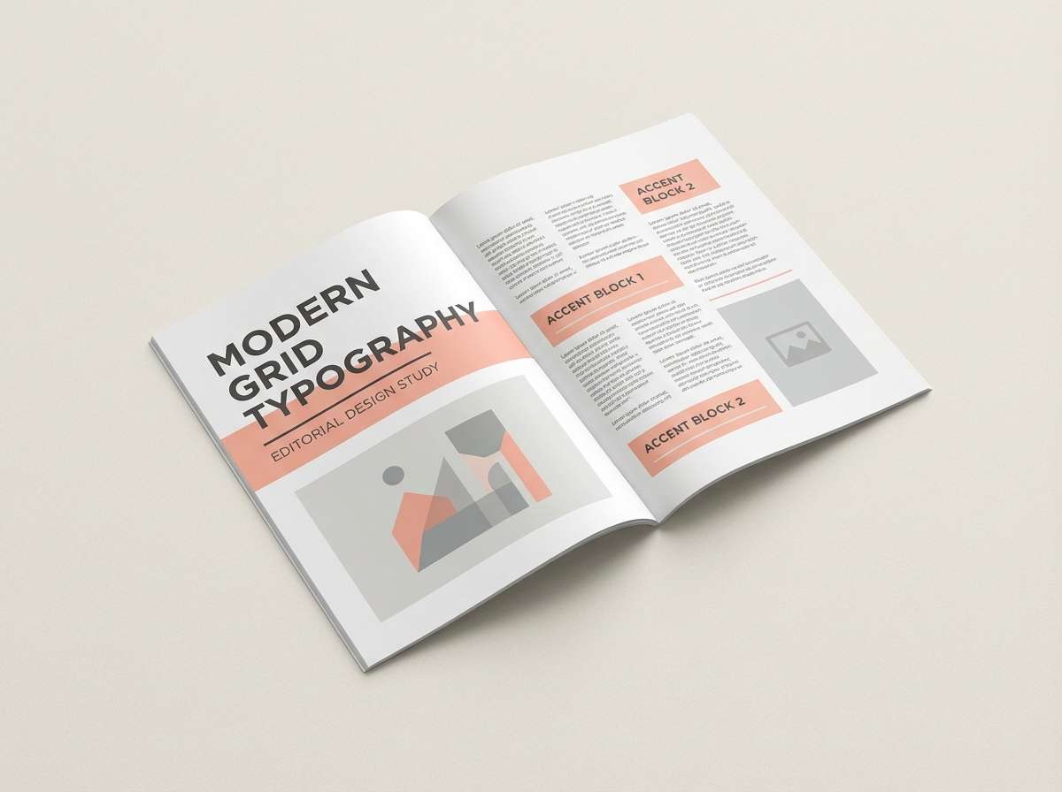 minimal editorial coral layout