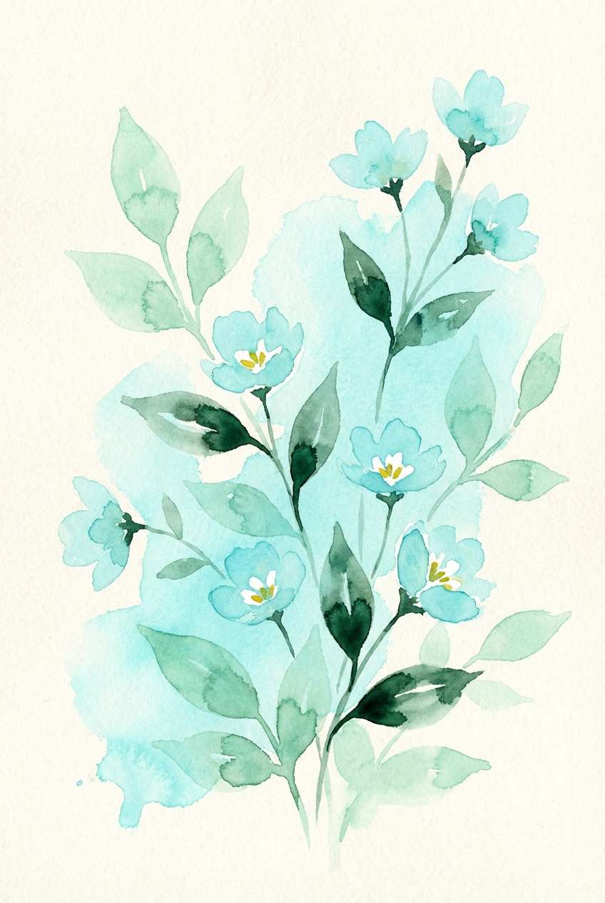 mint botanical watercolor