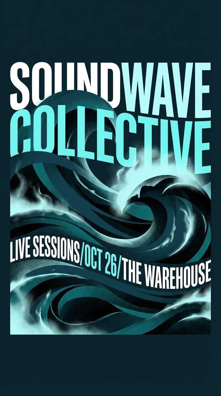 moody teal music poster