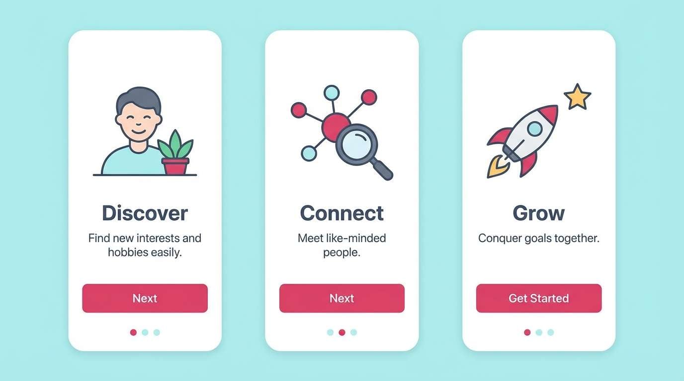 cyan onboarding screens