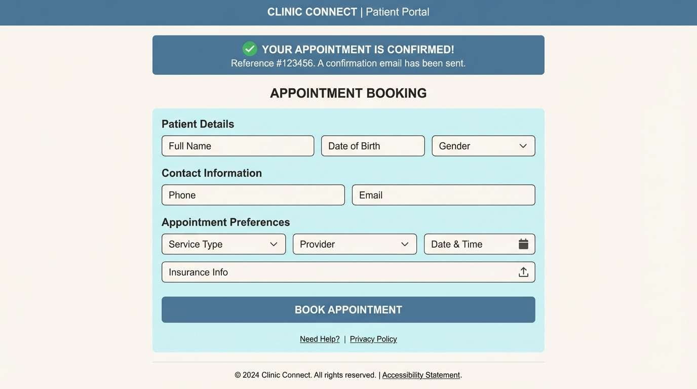 clinic booking ui