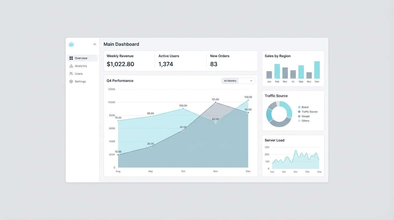 icy cyan dashboard ui