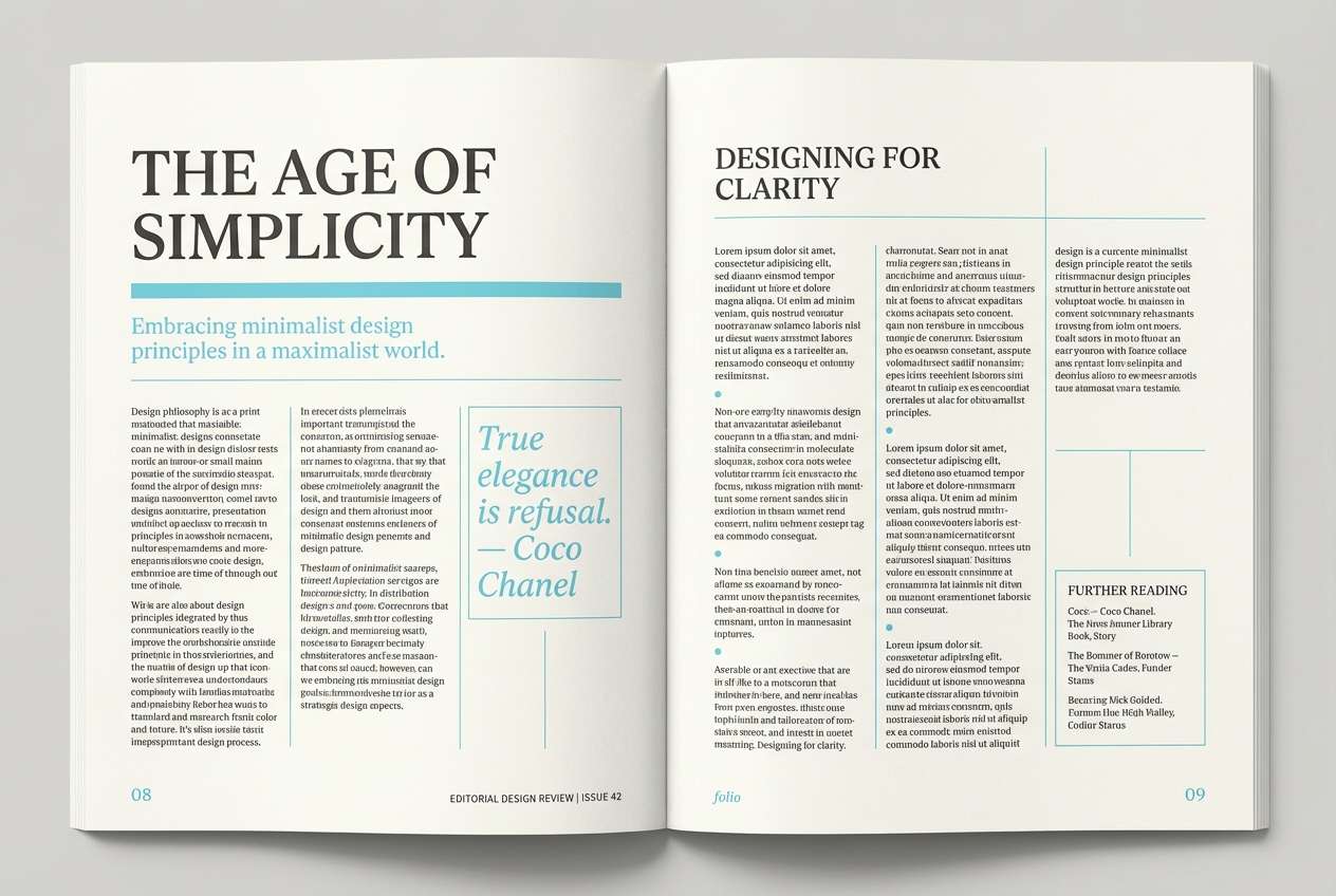 cyan accent magazine spread