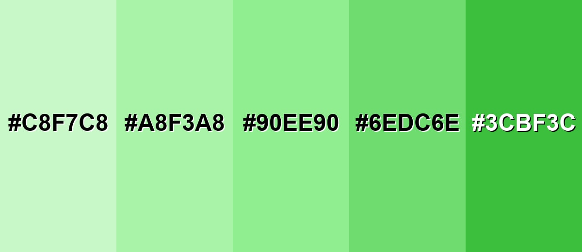 shades and variations of light-green-color