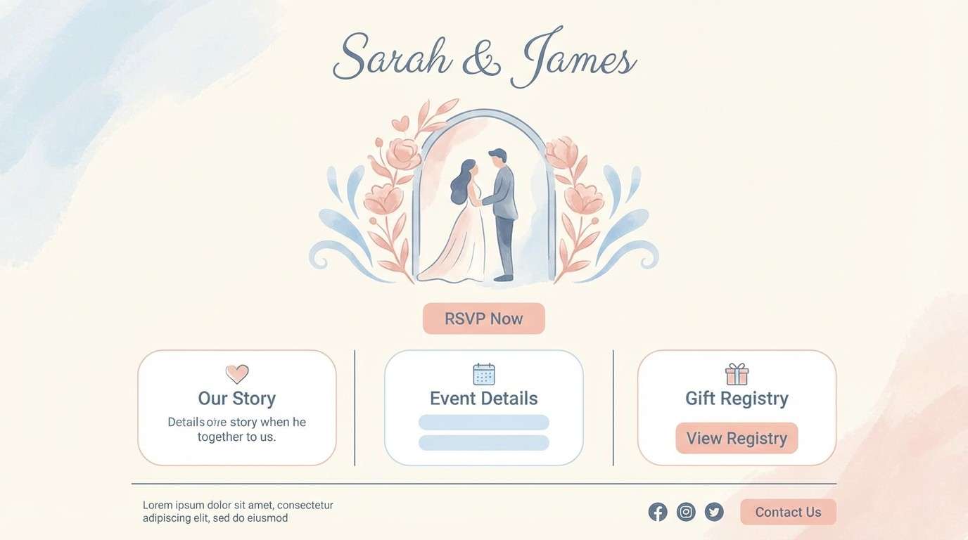 wedding website hero mockup