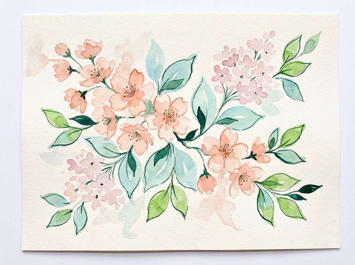 watercolor spring botanical art