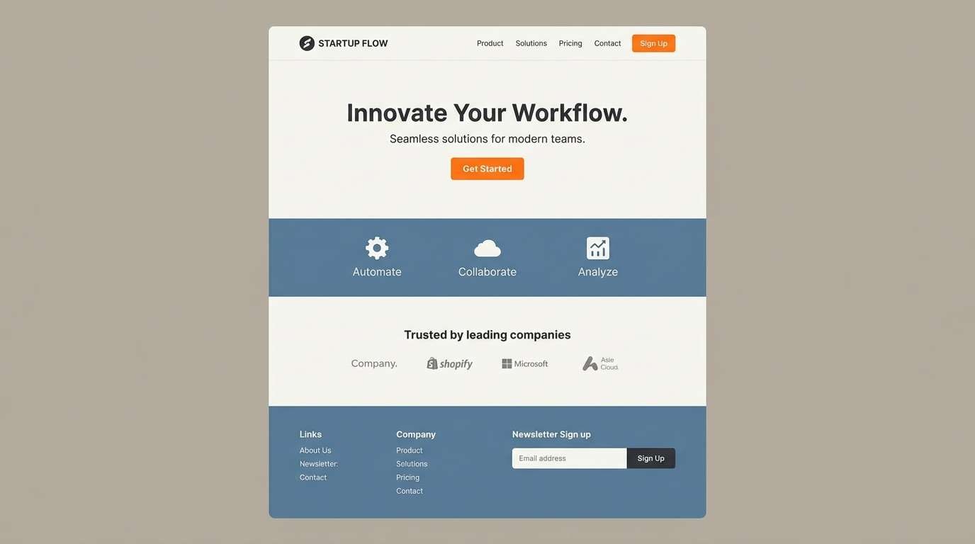 modern landing page ui