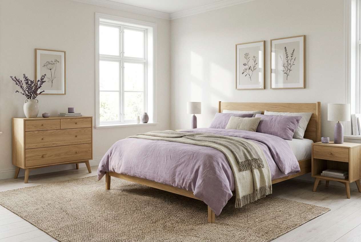 lilac bedroom interior