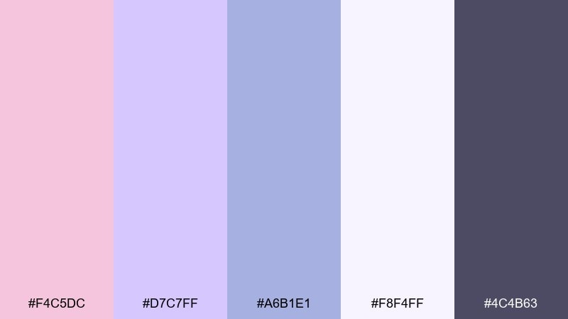 lilac blush color palette with hex codes