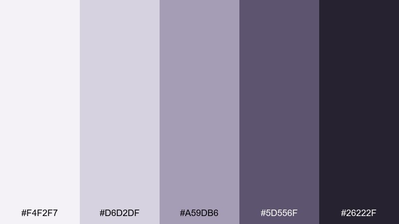 lilac chrome cool grey color palette with hex codes
