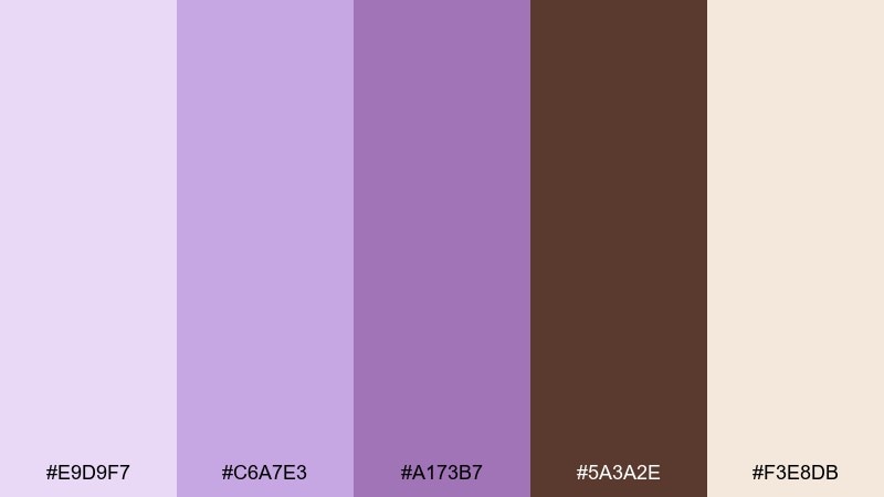 lilac cocoa balance color palette with hex codes
