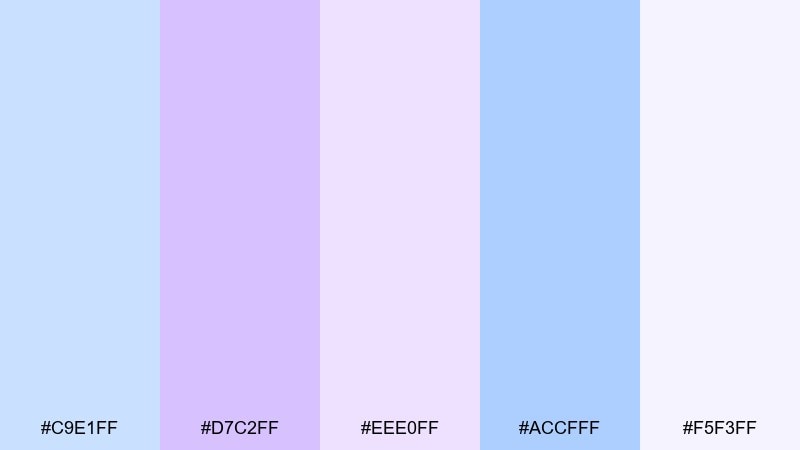 lilac fog studio pastel blue purple color palette with hex codes