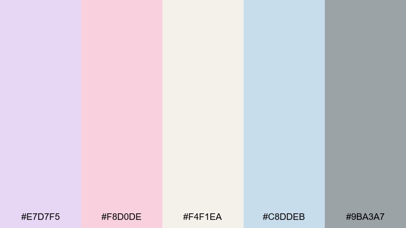 lilac lace rococo color palette with hex codes