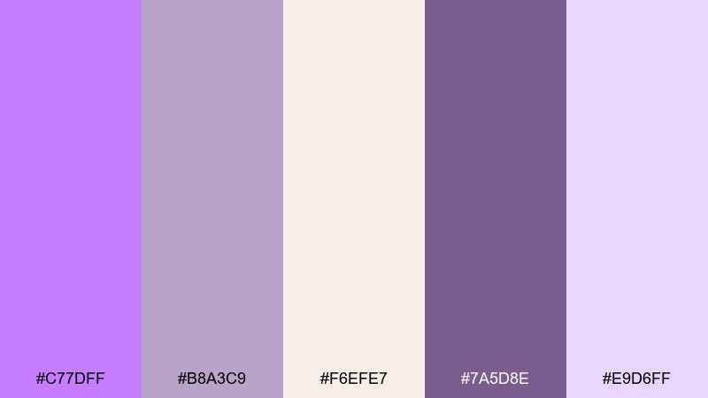 lilac latte heliotrope color palette with hex codes