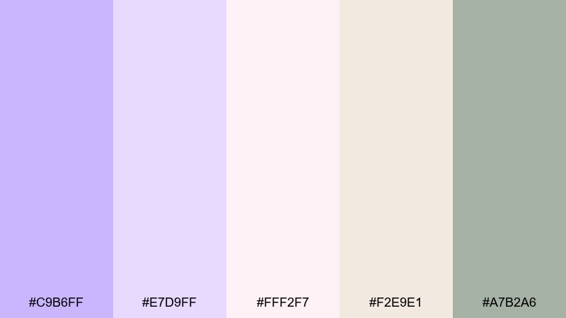 lilac milk tea pastel violet color palette with hex codes