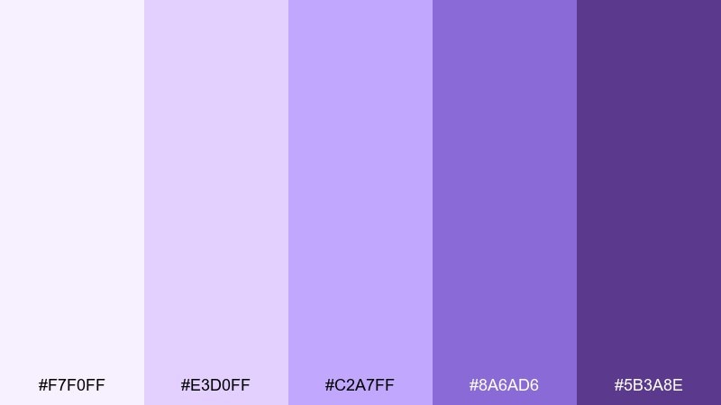 lilac mist violet purple color palette with hex codes